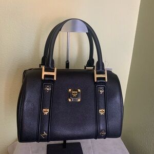 MCM Black Boston with Gold Accents